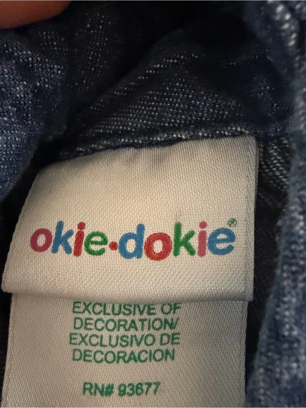 Vintage Y2K Okie Dokie Baby Girls Denim Chambray Embroidered Dress 18 Months